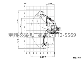 宝鼎80小型挖掘机工作范围图 宝鼎80小型挖掘机工作范围图