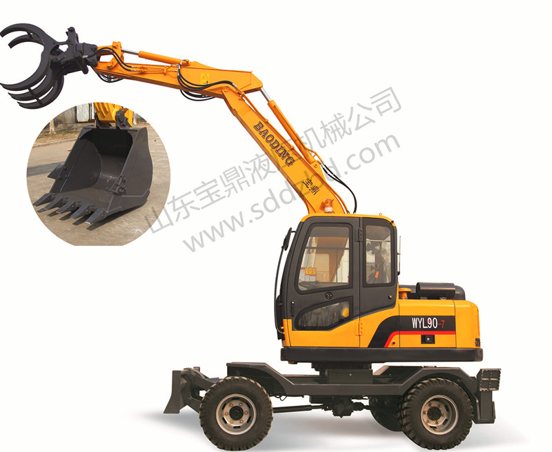 宝鼎轮式90挖掘机抓木机 宝鼎轮式90挖掘机抓木机