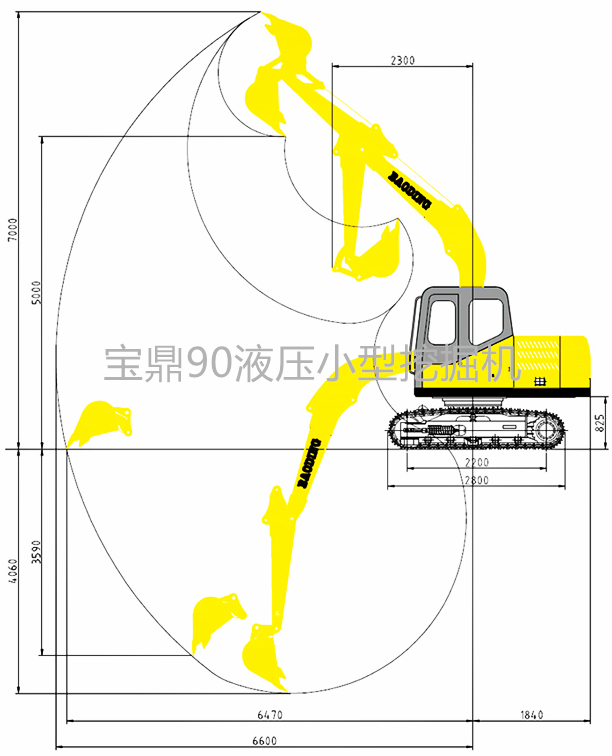 宝鼎液压90履带小型挖掘机产品参数图 宝鼎液压90履带小型挖掘机产品参数图