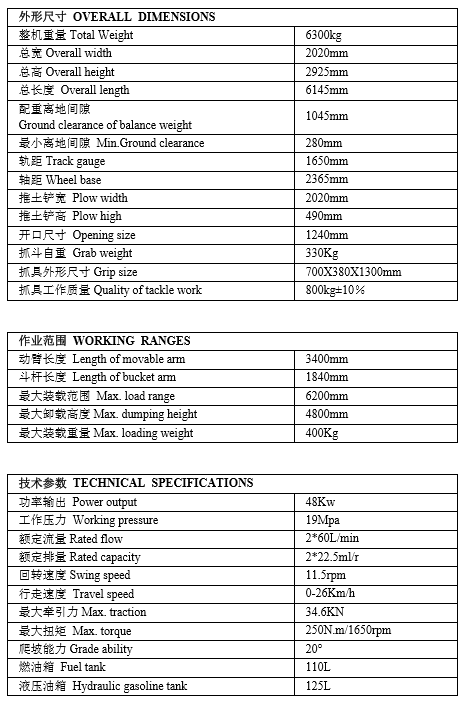 宝鼎85抓木机技术参数 宝鼎85抓木机技术参数