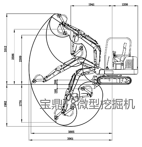 宝鼎BD18微型挖掘机工作尺寸 宝鼎BD18微型挖掘机工作尺寸