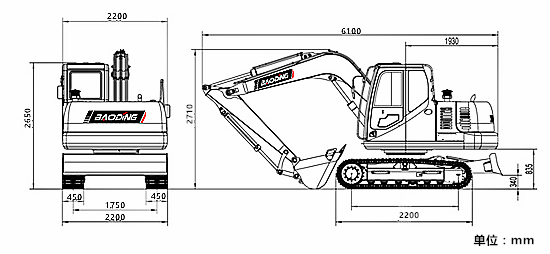 宝鼎BD80-8小型挖掘机尺寸参数 宝鼎BD80-8小型挖掘机尺寸参数